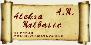 Aleksa Malbašić vizit kartica